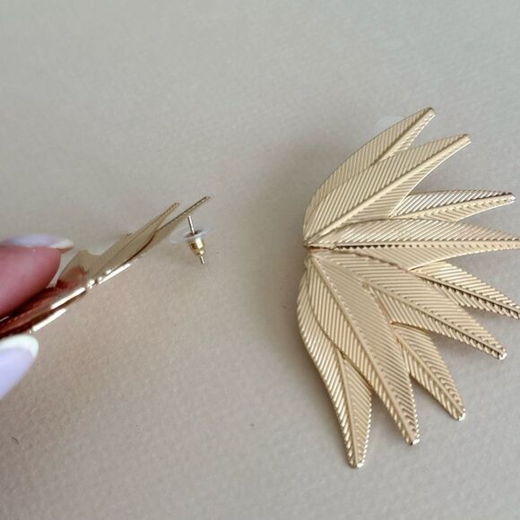 Gold Leaf Earrings #1661 - Picture 4 of 4